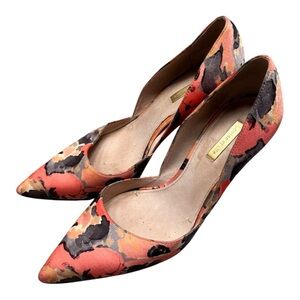Louise et Cie Ariel Floral Satin Lo Hermosah Peach Grey Stiletto Pumps Size 10
